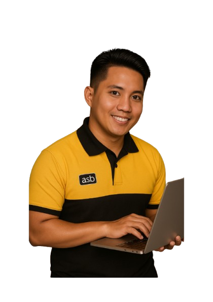 Allan Simbulan, AI Automation and GoHighLevel Specialist, holding a laptop